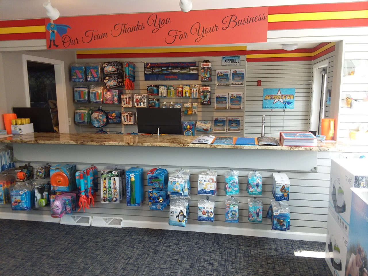 This is a photo of the Mr. Pool and Spa retail store.